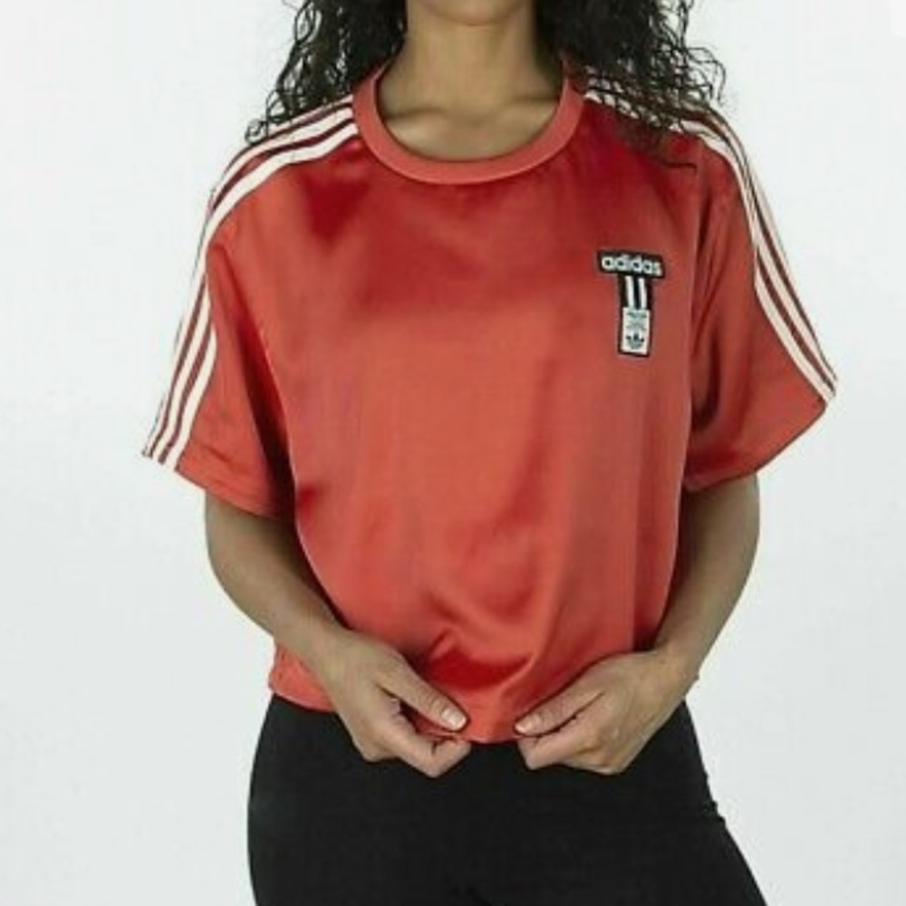 Women adidas original adibreak satin cropped shirt